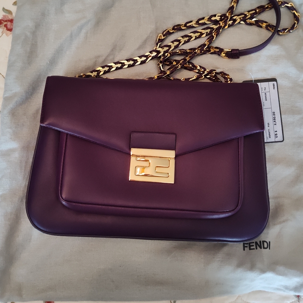 NWT - 2014 Violet FENDI Baguette Shoulder Bag w/ Doc's and Duster Bag